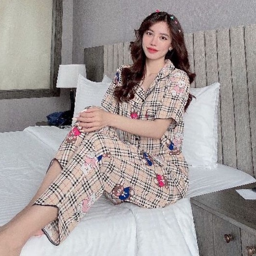 Đồ Bộ Pyjama Tay Cộc Quần Dài Lụa Mặc Nhà Đẹp Mát Mẫu Mới🎀Giảm 10K Đơn 200K | BigBuy360 - bigbuy360.vn