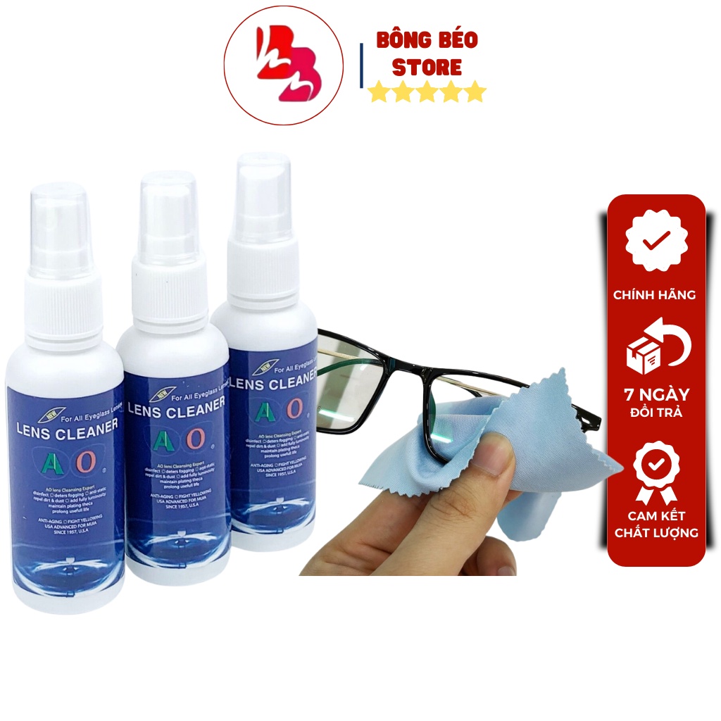 Nước xịt rửa mắt kính chuyên dụng 100ml TẶNG KÈM KHĂN LAU KÍNH