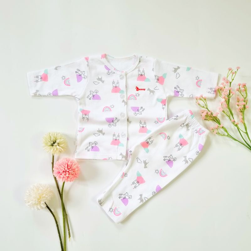 Bộ quần áo tay dài sơ sinh Bunny chất cotton Hàn cho bé 3-10kg (không bao gồm nón vớ)