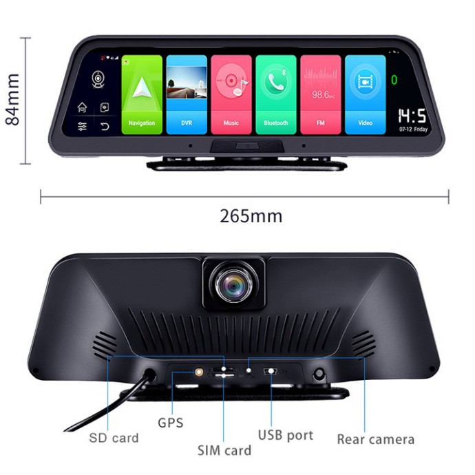 Camera hành trình đặt taplo ô tô cao cấp Phisung Q98 tích hợp 4G, Wifi, định vị GPS, Android 8.1,GPS+BD định vị, Navitel