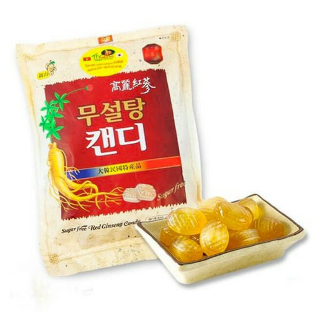 KẸO HỒNG SÂM KHÔNG ĐƯỜNG SUGAR FREE RED GINSENG CANDY - Hàn Quốc (Túi 500G)