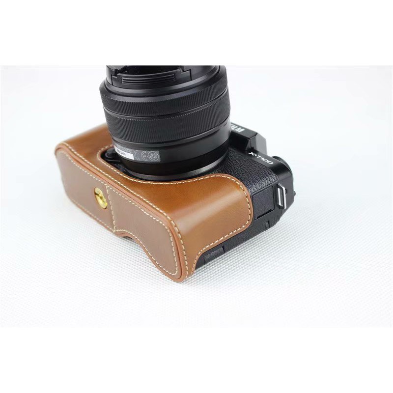 Vỏ máy ảnh bằng da mới cho Fujifilm XT100 xt-100 Vỏ túi đựng máy ảnh nửa thân