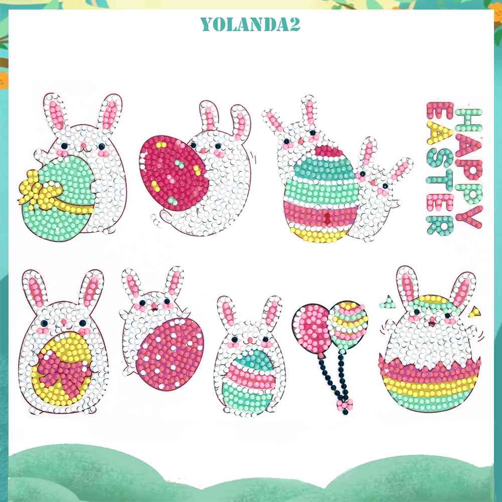 Set 8 Tranh Đính Đá DIY Hình Thỏ Hoạt Hình Đáng Yêu Dành Cho Trẻ Em