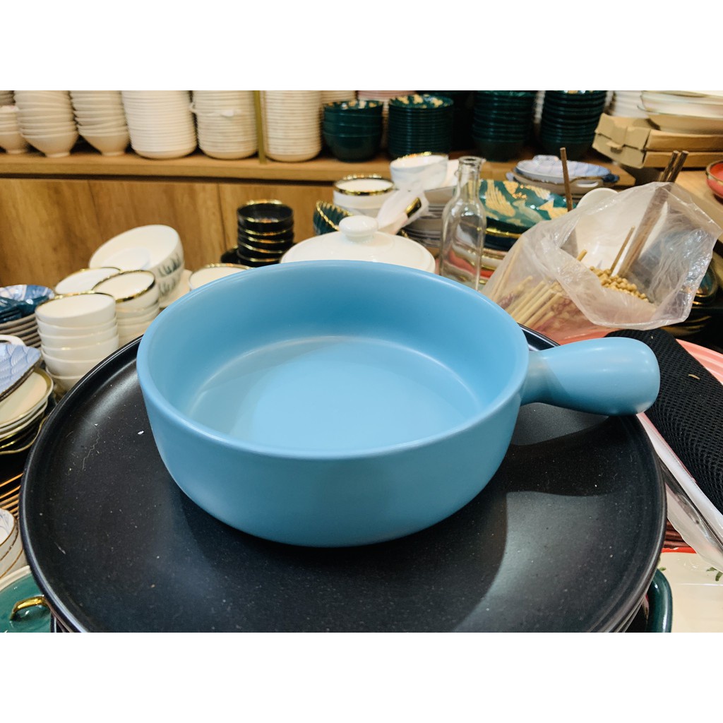 Bát Sứ Có Tay Cầm - Thố Sứ Cao Cấp Đường Kính 15cm Hàng Loại 1 Dùng Được Lò Vi Sóng, Lò Nướng
