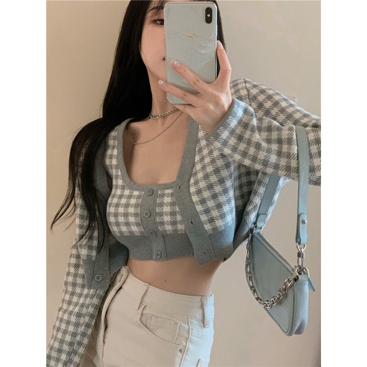 Áo Khoác Cardigan Dệt Kim Tay Dài Dáng Ngắn Họa Tiết Kẻ Sọc Phong Cách Retro Thời Trang Mới 2021 Dành Cho Bạn Gái | BigBuy360 - bigbuy360.vn