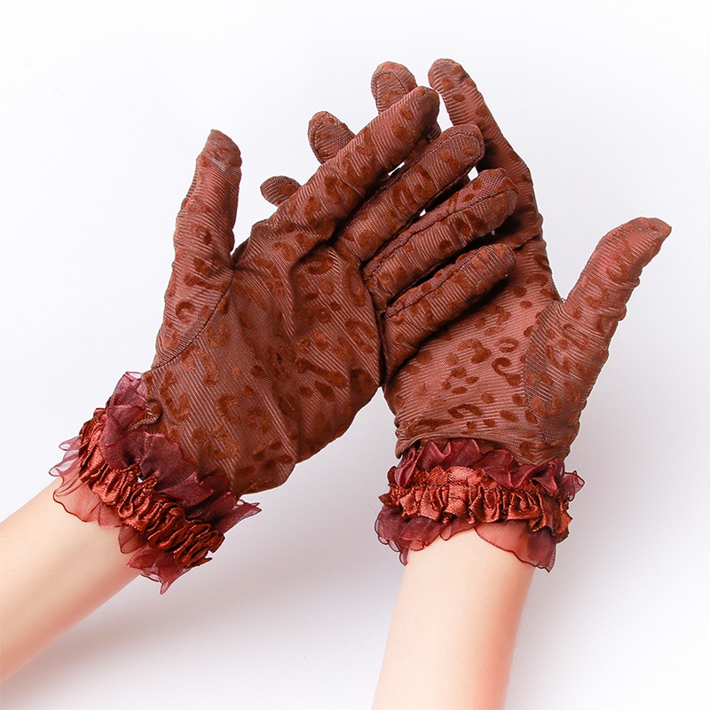Găng Tay Lưới Ren Lụa Lạnh Mỏng Chống Nắng Thoáng Khí In Họa Tiết Da Báo Gợi Cảm Cho Đi Tiệc Mùa Hè