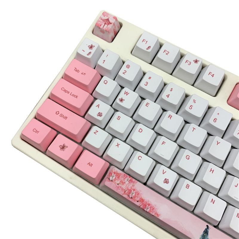 Bộ Bàn Phím Cơ + Phím Cơ Sakura Dễ Thương Cho Gh60 Gk61 Gk64