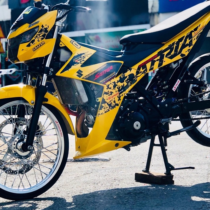 Tem Rời Satria Báo Đốm Dán Xe Vàng Phối Tem Đen