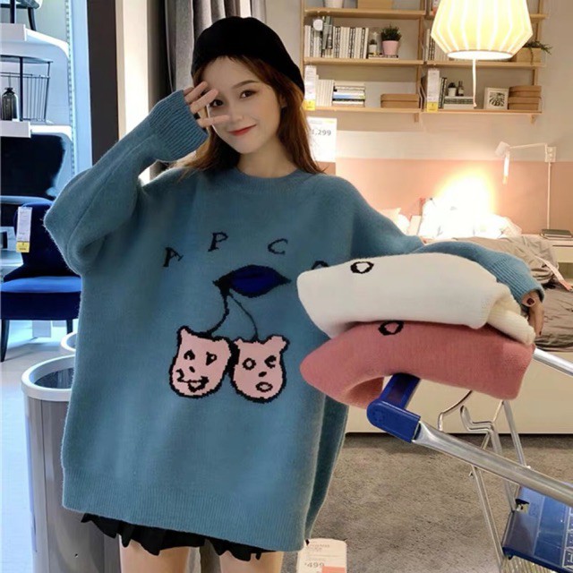 [ ORDER ] Áo len form rộng tay dài ulzzang / áo len sweater hoạ tiết thu đông