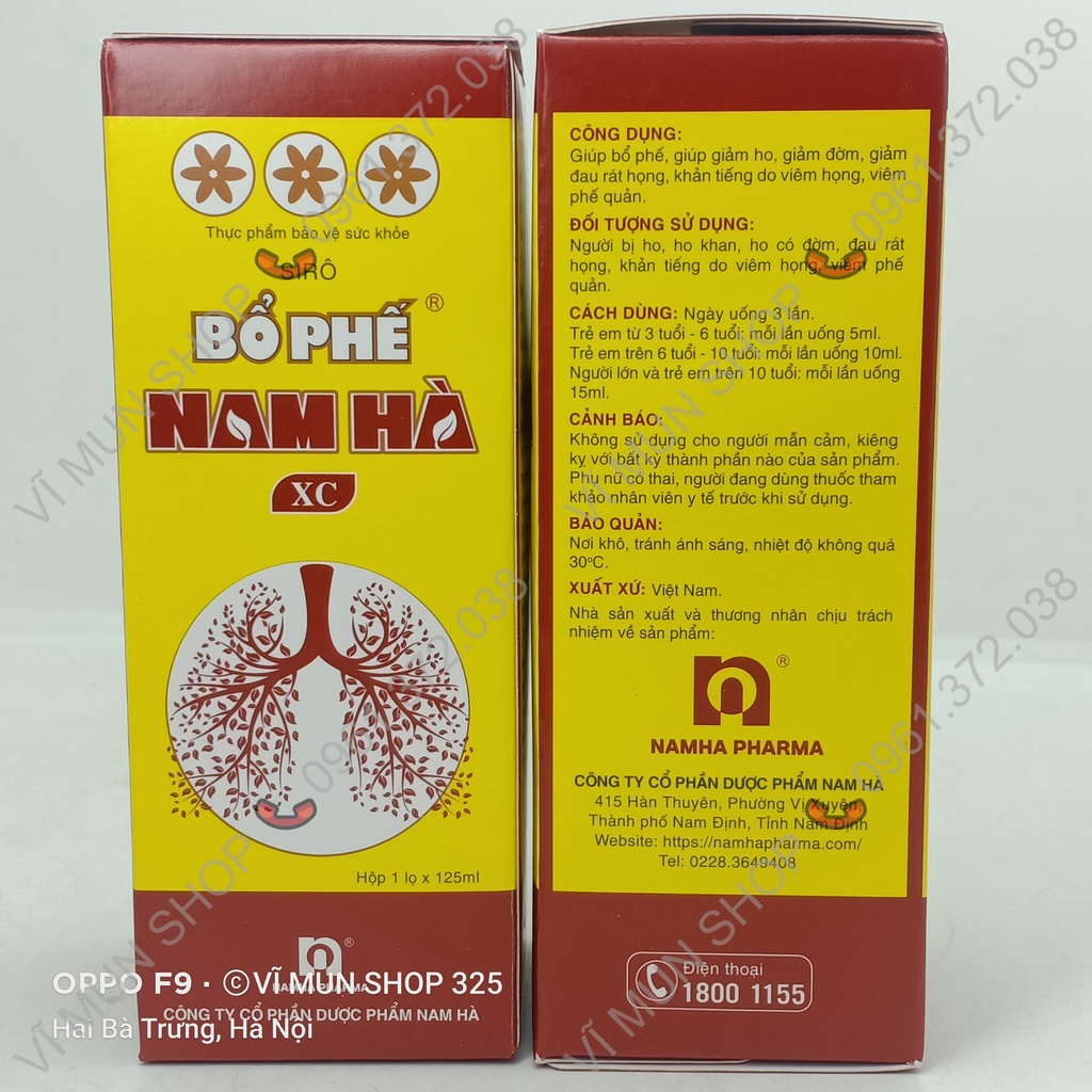 Tpbvsk Bổ Phế Nam Hà XC - giúp bổ phế, giảm ho, giảm đờm, giảm đau rát họng