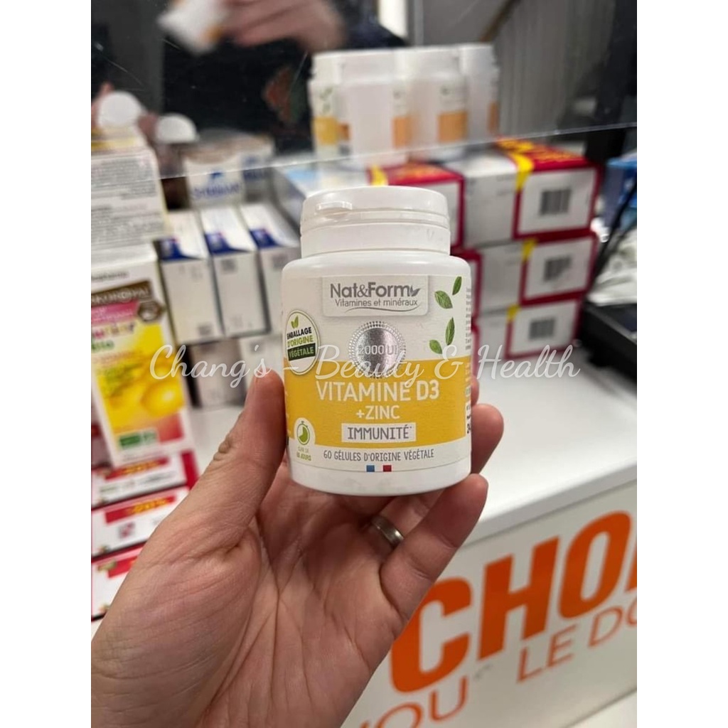 Viên Vitamin D3+Zinc Nat&amp;Form Pháp (đủ bill)