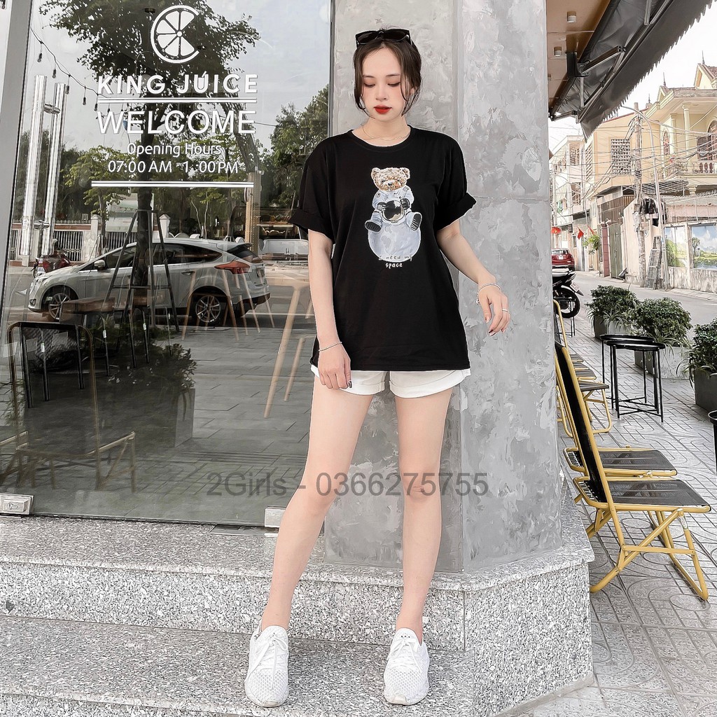 [BÁN SỈ]  Áo Thun in PET GẤU MẶT TRĂNG cotton co giãn / Áo Thun Nữ Tay Ngắn MELA SHOP A07