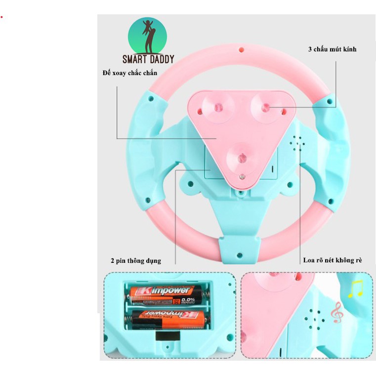 Đồ Chơi Vô lăng Xe Hơi Cho Bé xoay 360° 8 chế độ nhạc