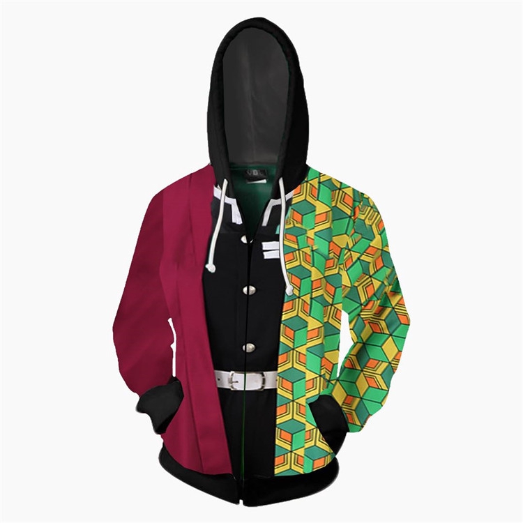 Áo khoác hoodie phối dây kéo phong cách Anime Demon Slayer Kimetsu no Yaiba Kamado Tanjirou Nezuko | BigBuy360 - bigbuy360.vn