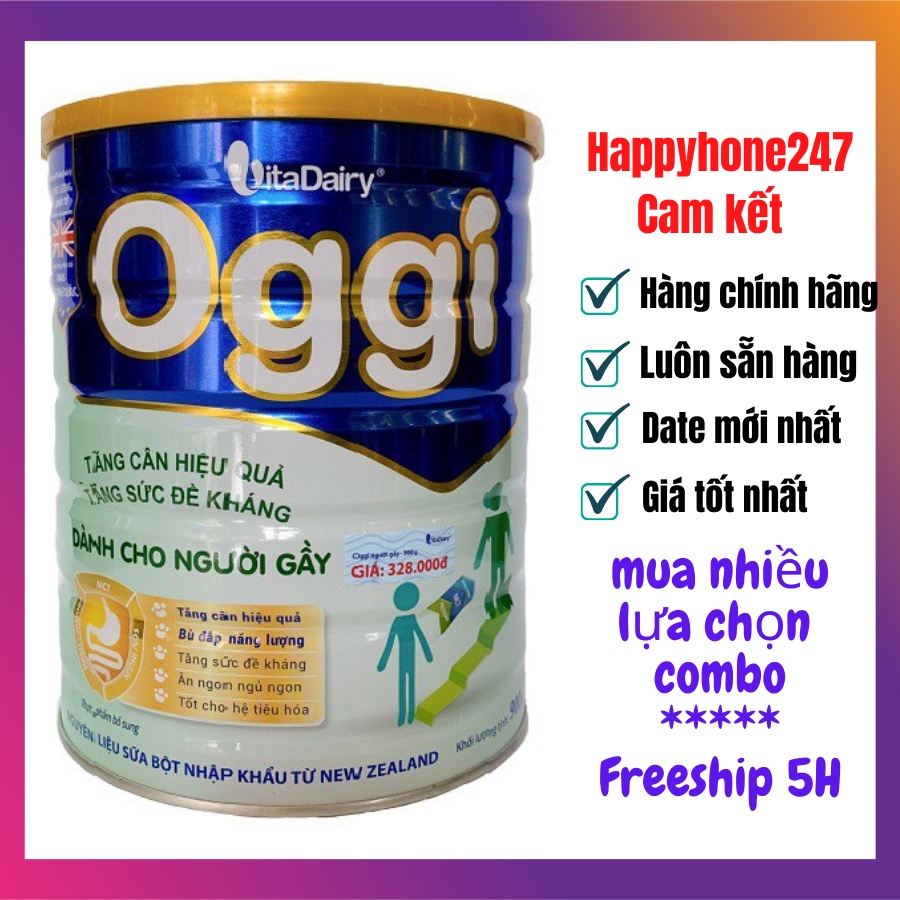 Sữa Oggi Dành cho người Gầy Hộp 900g Giúp Tăng Cân Hiệu Quả Vitadairy