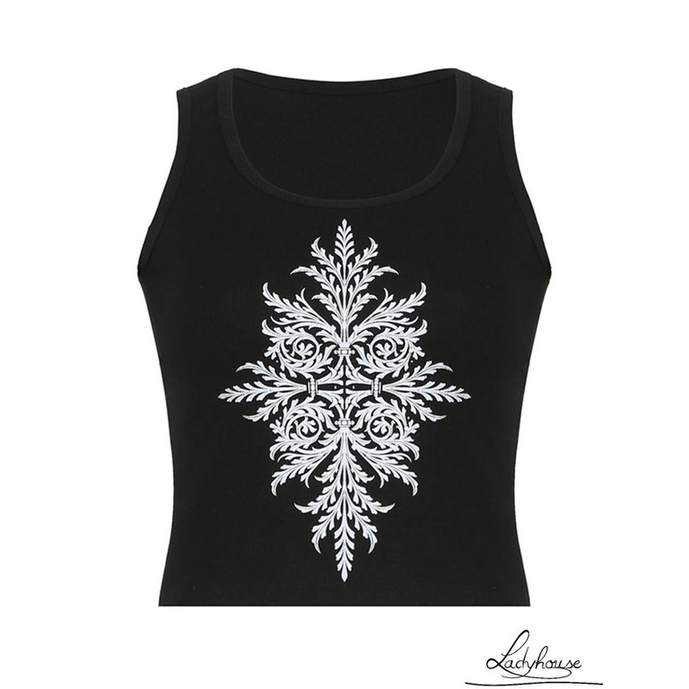 Áo Tank Top Không Tay Cổ Chữ U In Họa Tiết Phong Cách Cổ Điển Dành Cho Nữ