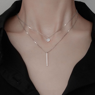 Dây Chuyền Elegant Crystal Round Pendant Necklace Trendy Geometry Multilayer Chain Necklaces for Women Girl Jewelry