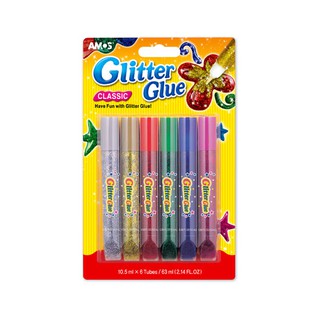 Màu Vẽ Keo Dán Kim Tuyến Hàn Quốc AMOS Glitter Glue 6 màu