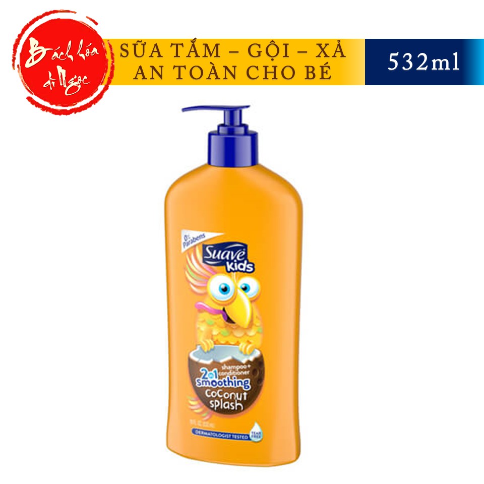 [USA] SỮA TẮM GỘI XẢ SUAVE KIDS 532ML AN TOÀN VÀ DỊU NHẸ VỚI LÀN DA BÉ - HƯƠNG DƯA HẤU, DỪA VÀ TÁO