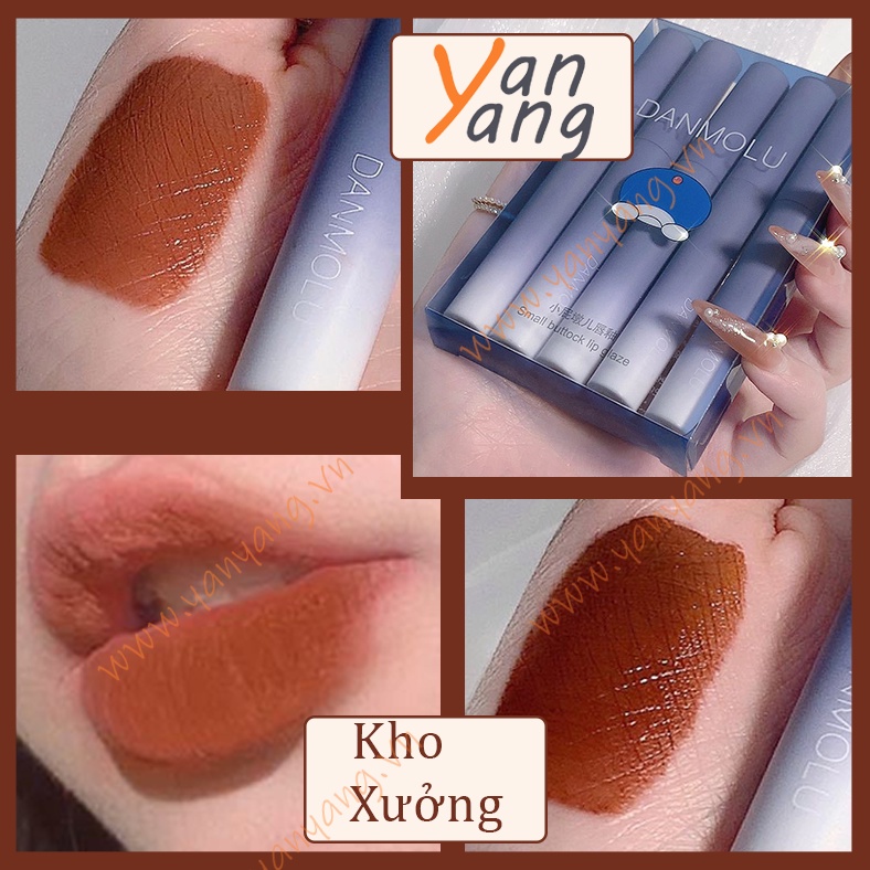 Set 5 cây son lì Danmolu nội địa Trung tone màu nude, nâu đỏ, cam đất đẹp | BigBuy360 - bigbuy360.vn