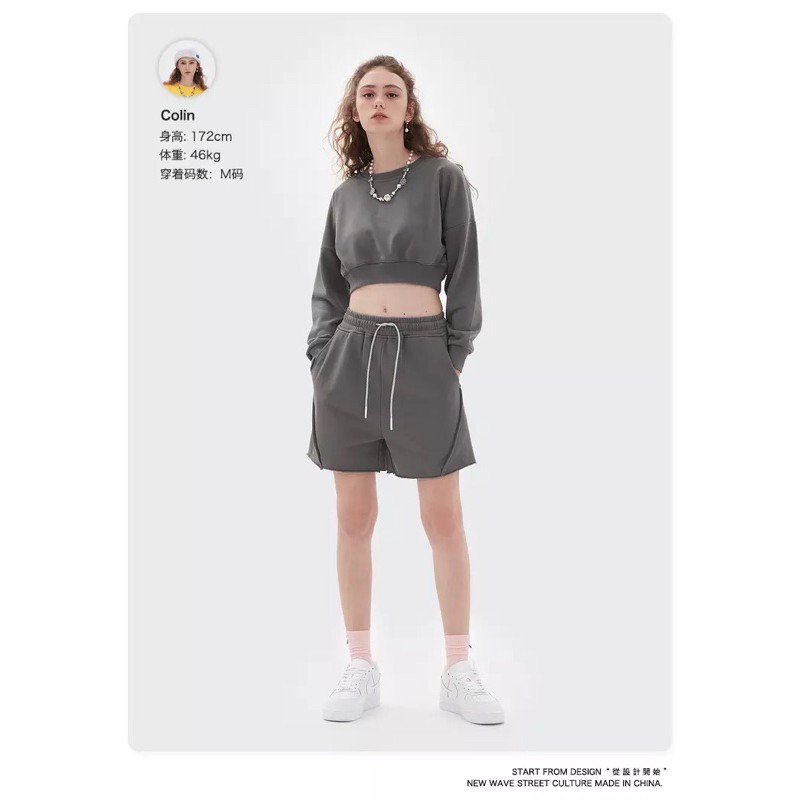 (INFLATION)  Áo Crop top Hoodie