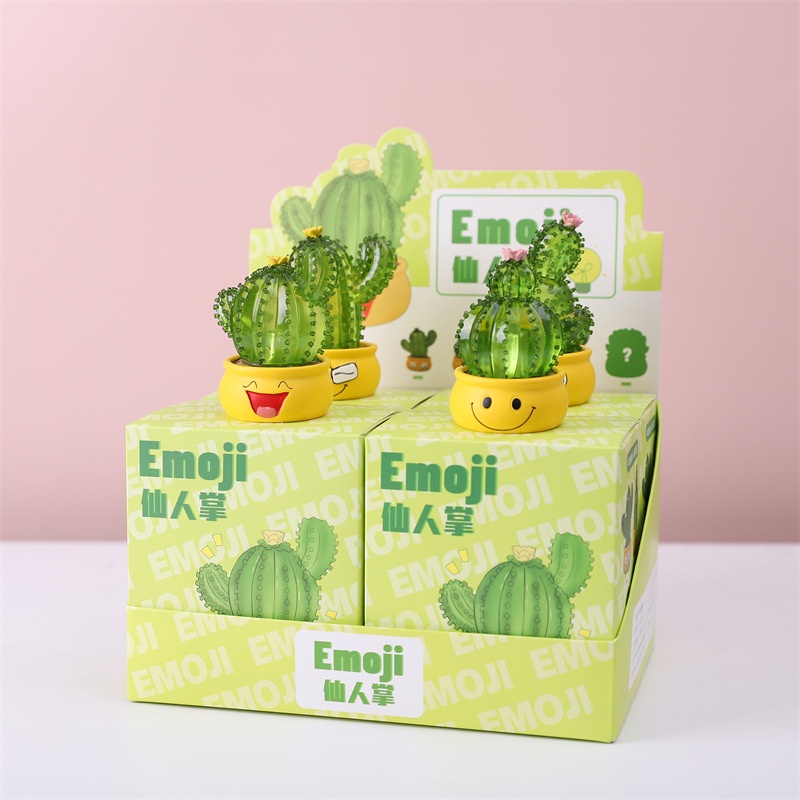 Set 4 mô hình xương rồng chibi phát sáng biểu cảm dễ thương dùng để trang trí góc làm việc bàn học quà tặng bạn bè - Ráp