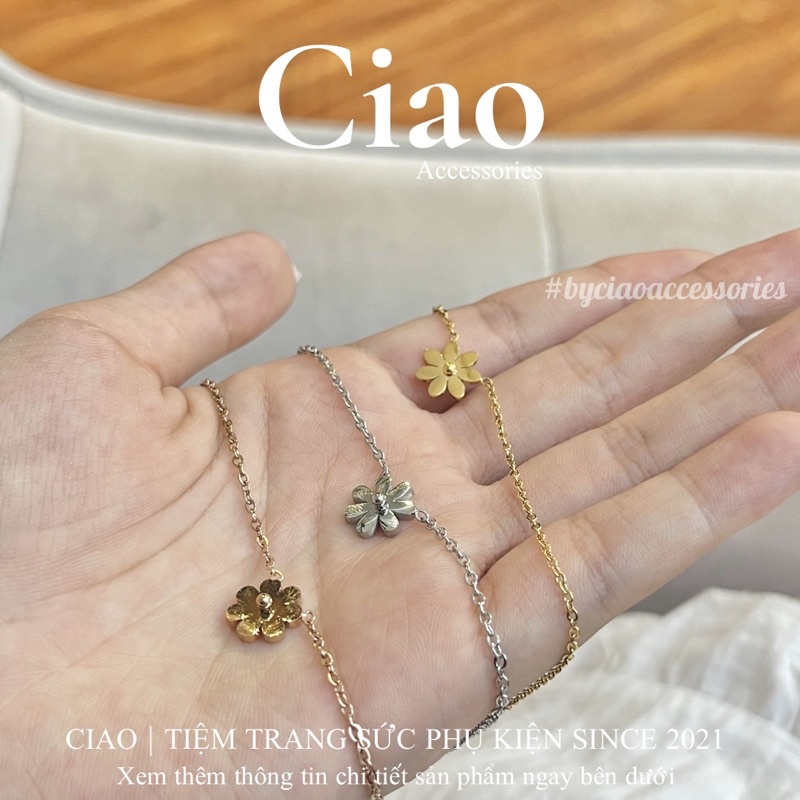 [HOẢ TỐC 1H] Dây chuyền/ Vòng cổ titan không gỉ thiết kế hình hoa cúc đơm giản Miss Daisy Ciao