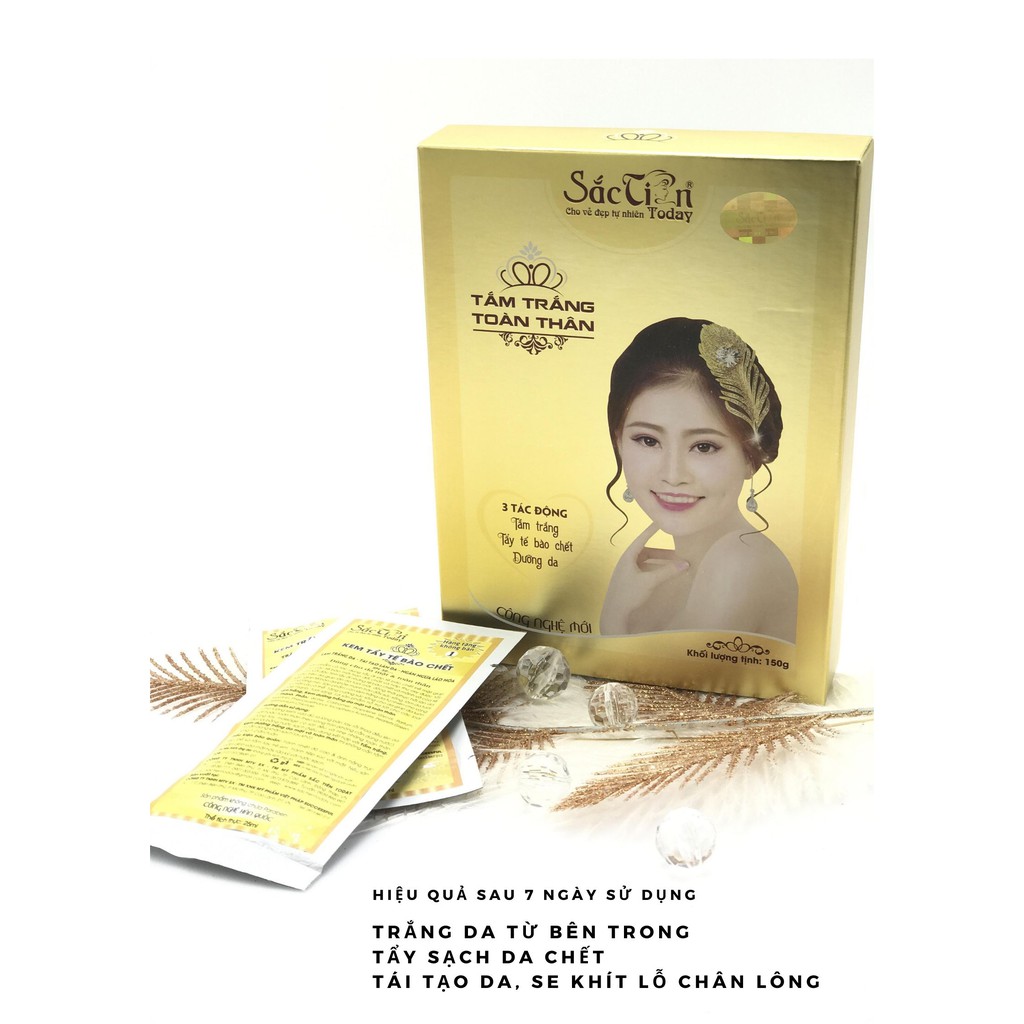 Combo Tắm trắng toàn thân 150g và Kem trắng da toàn thân 150g và Kem tẩy tế bào chết Sắc Tiên Today 120ml