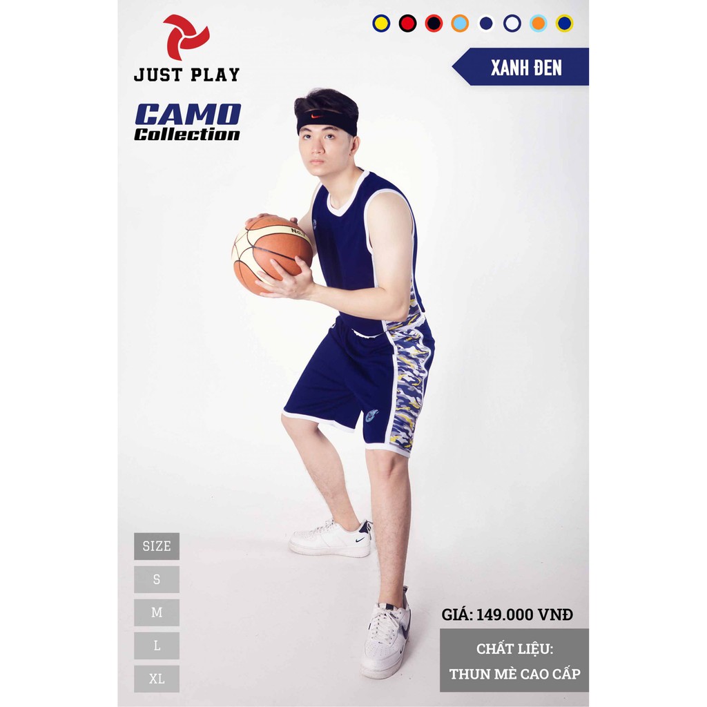 Set Quần Áo Bóng Rổ Camo Xanh Đen Thoáng Mát - ViKi Sport