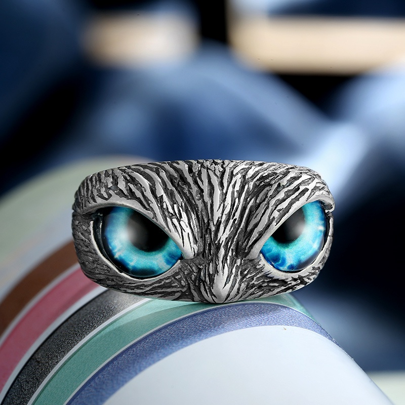Nhẫn Nam Bạc Đẹp Cá Tính Unisex HipHop Basic Ngầu Trơn Eagle Ring Mắt Cú Mèo Lucifer Store Nhẫn Titan Không Gỉ Eagle