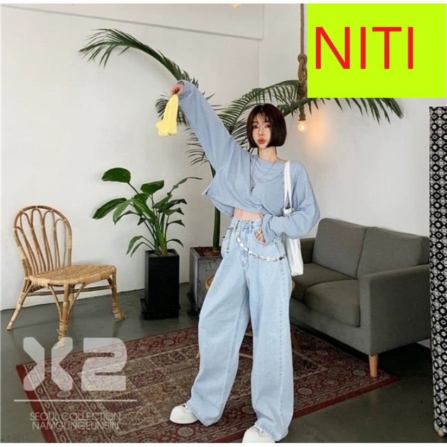 [ FREESHIP ] QUẦN JEAN ỐNG RỘNG NỮ LƯNG CAO MÀU XANH NHẠT HIP HOP, DẠO PHỐ, THỜI TRANG NGẦU NITIQC