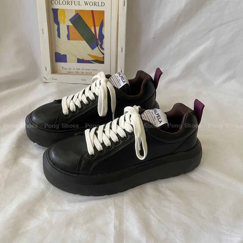 Giày Sneaker PongShoes phong cách Ulzzangs màu đen, trắng FULL HỘP Mã 1421