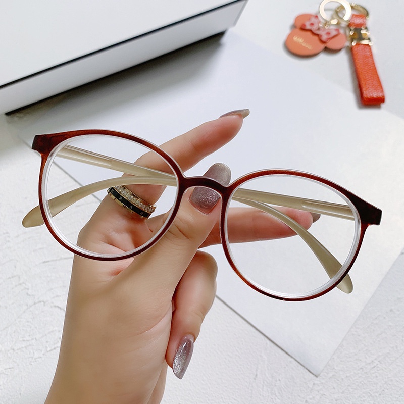 (HENGHA) Kính Cận 0°~-400° Mắt Kính Gọng Tròn Chống Ánh Sáng Xanh Phong Cách Thời Trang Hàn Quốc