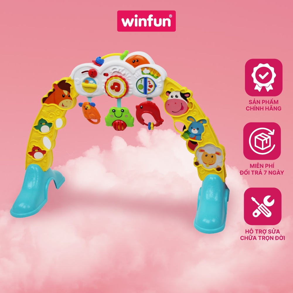 Kệ Chữ A đồ chơi đa, treo thành cũi có nhạc 3 in 1 hình động vật Winfun 0853 - Đồ chơi cho bé sơ sinh tới 1 tuổi