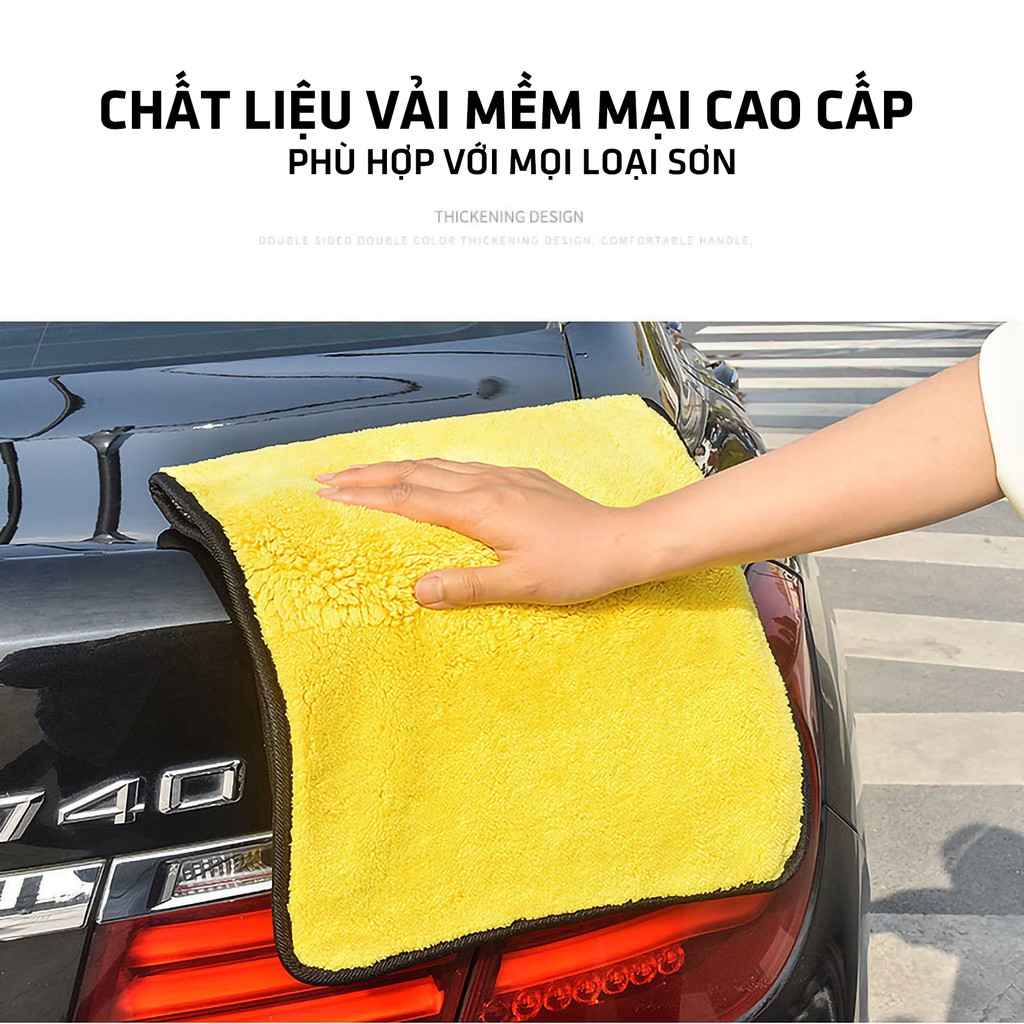 Khăn Lau Xe, Rửa Xe Ô Tô Chuyên Dụng - Chất Liệu Sợi Nano Microfiber Siêu Thấm, Không Rụng Lông, Không Phai Màu Cao Cấp