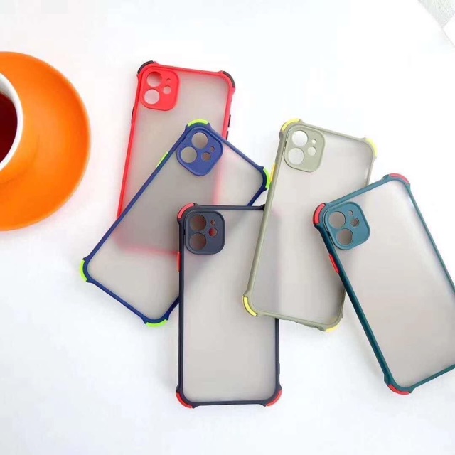 Ốp chống sốc viền màu lưng nhám bảo vệ camera