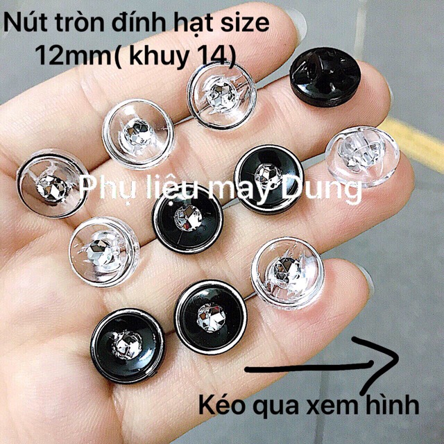 Nút nhựa đính hạt size 12mm tròn