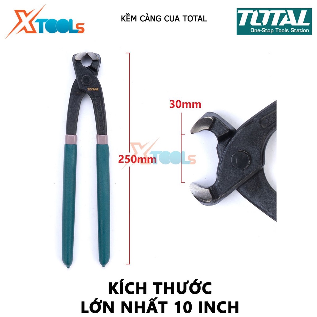Kìm càng cua TOTAL | kềm càng cua đầu nhỏ kích cỡ dài 200mm (8&quot;) - 250mm (10&quot;) phủ chất chống gỉ, chống xít, tuổi thọ ca