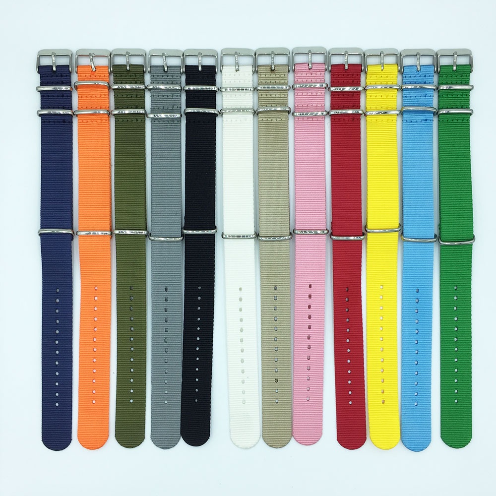 Dây Đeo Đồng Hồ Bằng Nylon Họa Tiết Sọc Trắng Đen 18mm 20mm 22mm