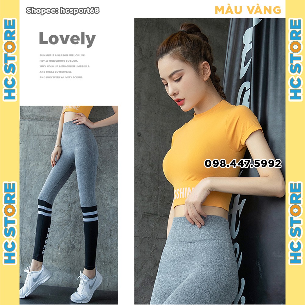 Set Bộ Quần Babies Gym Và Áo Croptop Misshine SET06 Tập Gym Yoga Nữ Chất Dệt Kim, Quần Lưng Cao, Nâng Mông, Áo Co Giãn