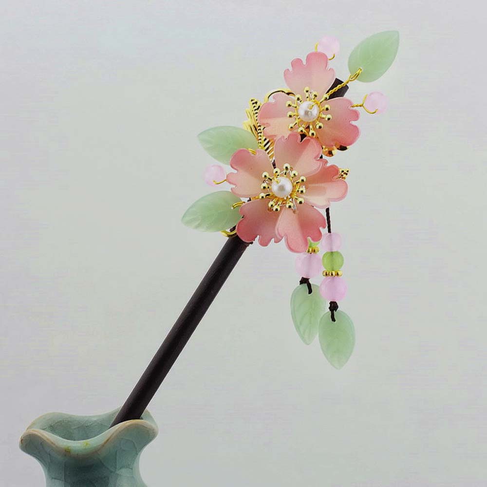 Trâm Cài Tóc Hình Hoa Mận Phối Tua Rua Phong Cách Cổ Điển Cho Nữ