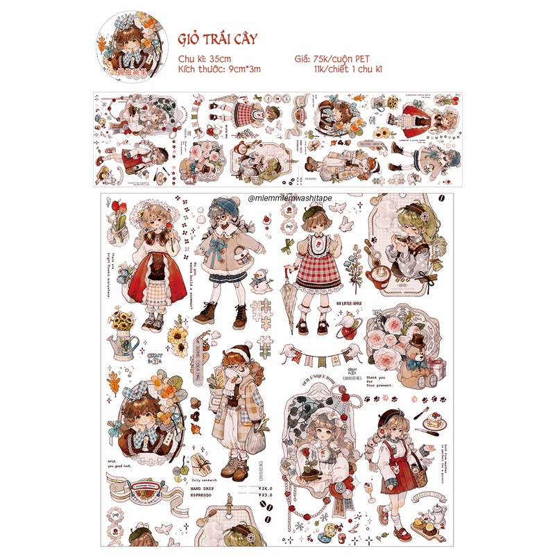 Băng washi hình cô gái dễ thương