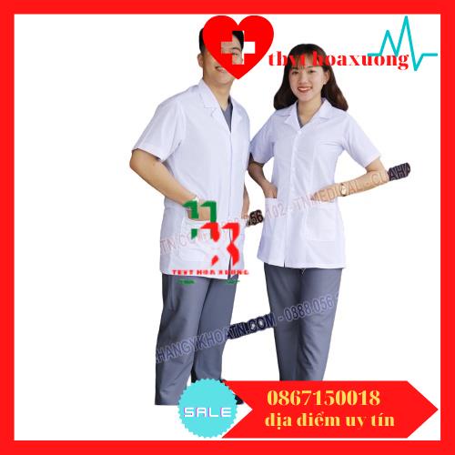 Áo Y Tá - Ao Dược Sĩ - Áo Blu Nam,Nữ Cộc Tay Thân ngăn Thon Gọn [Chuyên Dùng Trong Y Tế, Trường Học, Thẩm Mỹ Spa..]