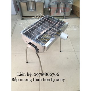 Bếp nướng than hoa INOX tự xoay - điện 5V