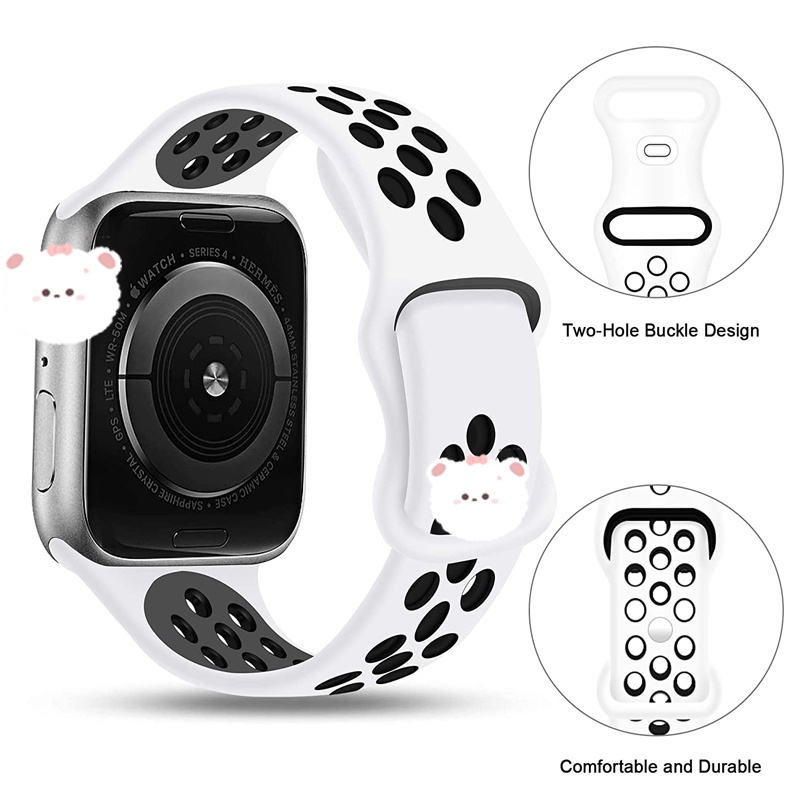 Dây Đeo Silicone Thoáng Khí Cho Đồng Hồ Thông Minh Iwatch 6 5 4 se 44mm 40mm 38mm 42mm 44 mm