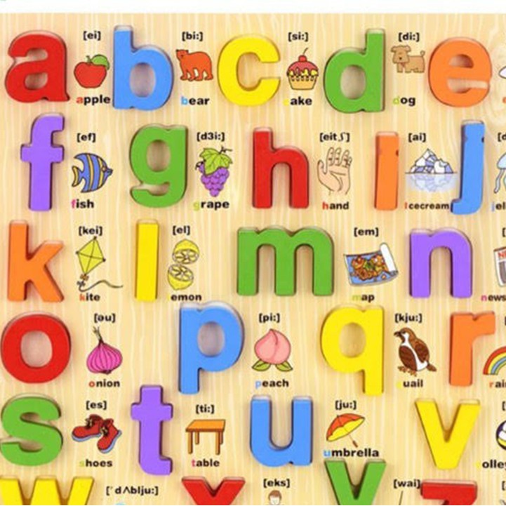 Bảng Song Ngữ Chữ Thường Bằng Gỗ Giúp Bé Học Chữ Cái