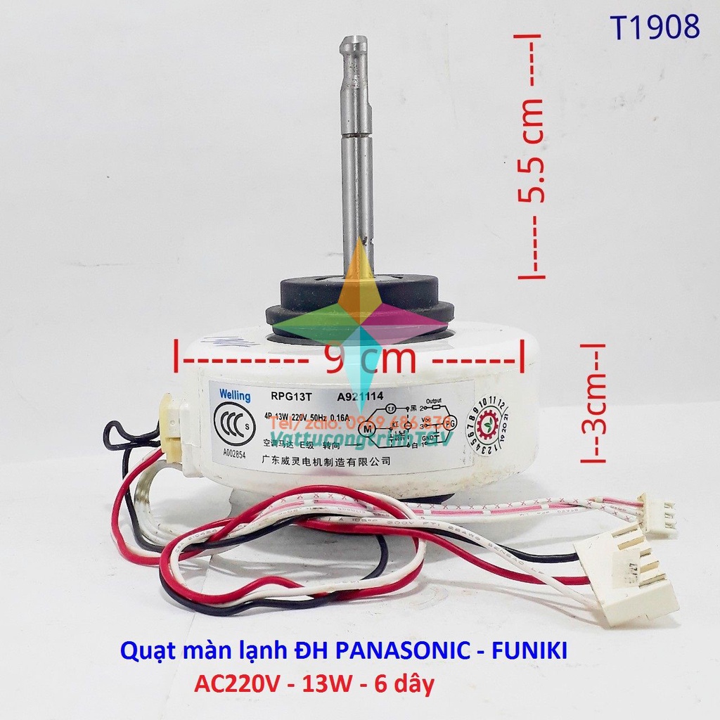 Motor quạt màn lạnh điều hòa PANASONIC-FUNIKI AC220V -6 dây