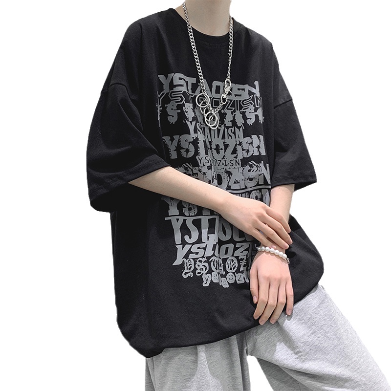 Áo thun tay ngắn thời trang thể thao hip hop gothic mùa hè nhật Bản 4 màu cỡ S-8XL cho nam