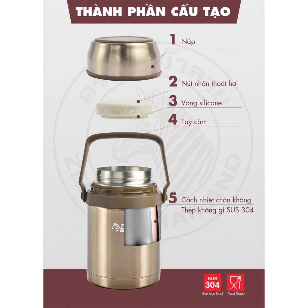 Bình Ủ Cháo Giữ Nhiệt Zebra Picnic 1L, Hàng Thái Lan Cao Cấp 152435