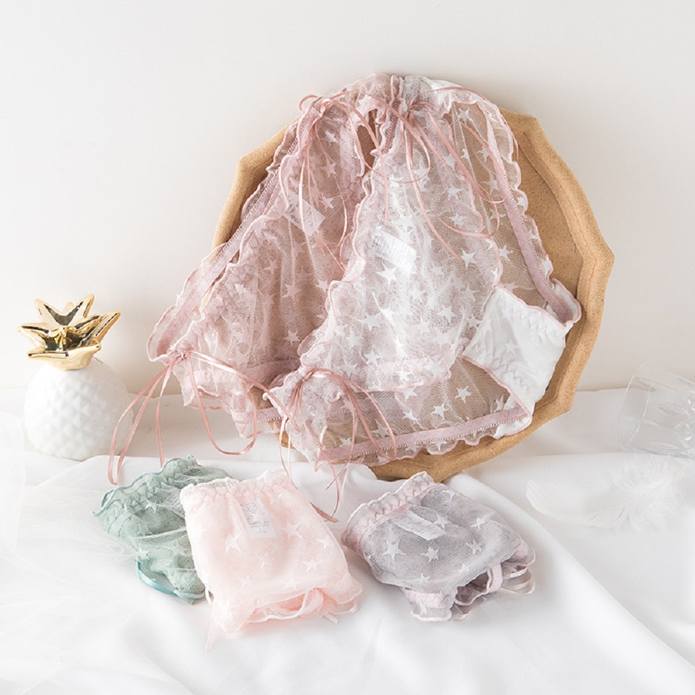 Quần Lót Ren Hoa Đính Nơ Xinh Xắn Cho Nữ